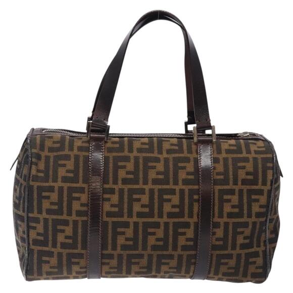 FENDI Zucca Canvas Hand Bag Brown Black Gold - Picture 3 of 12